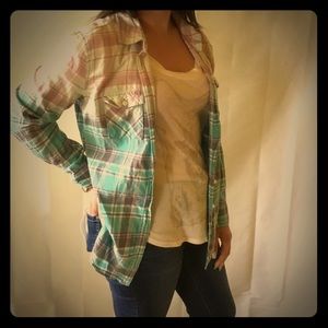 Aeropostale Ombré Plaid Shirt Size L